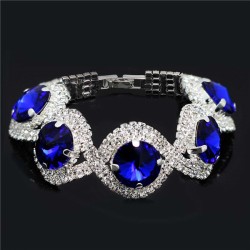 Platinum coated with sparkling blue crystals modern bracelet